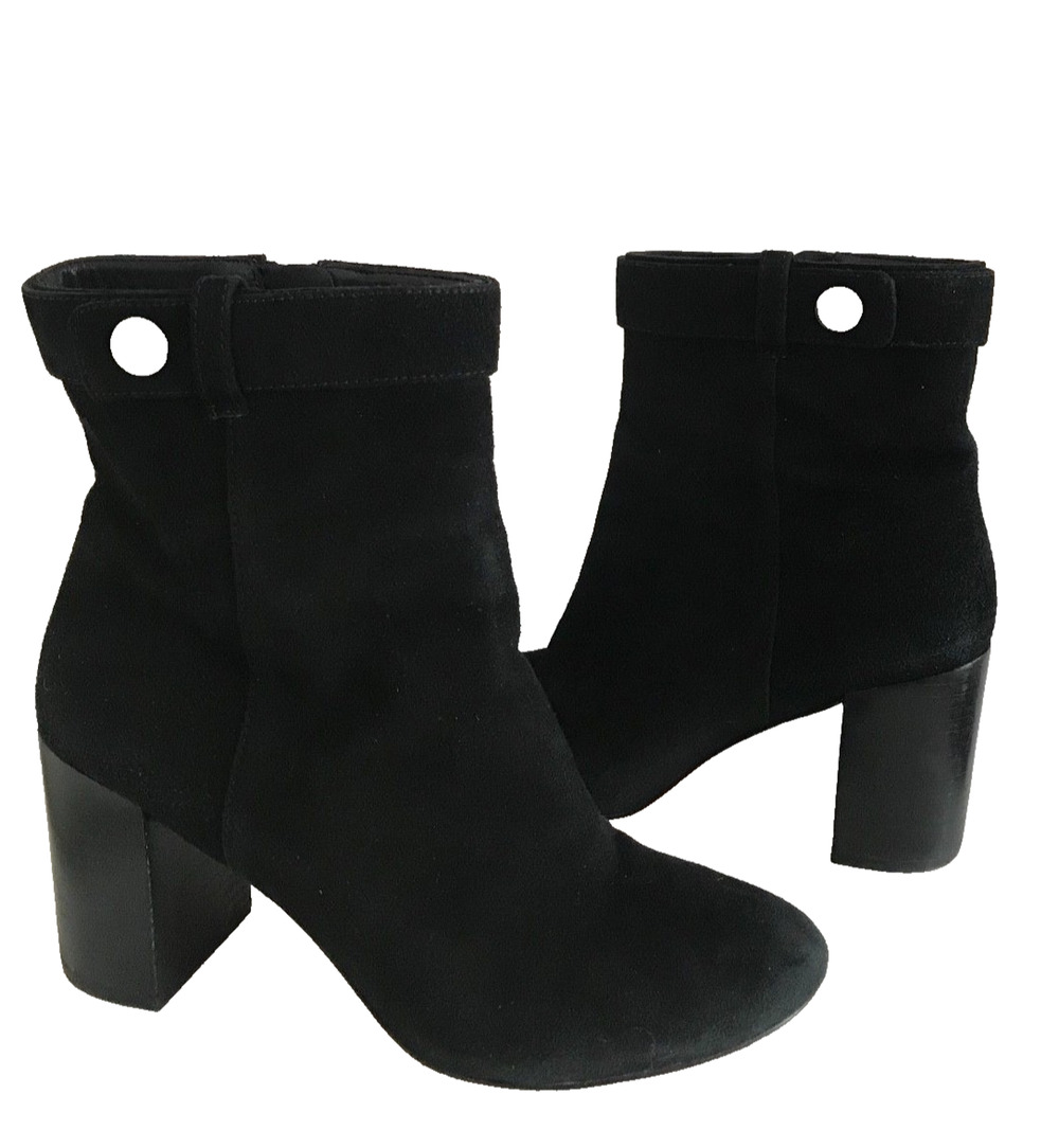 Pour La Victoire Danya Black Suede Chunky Heels Ankle Boots 6.5 $295